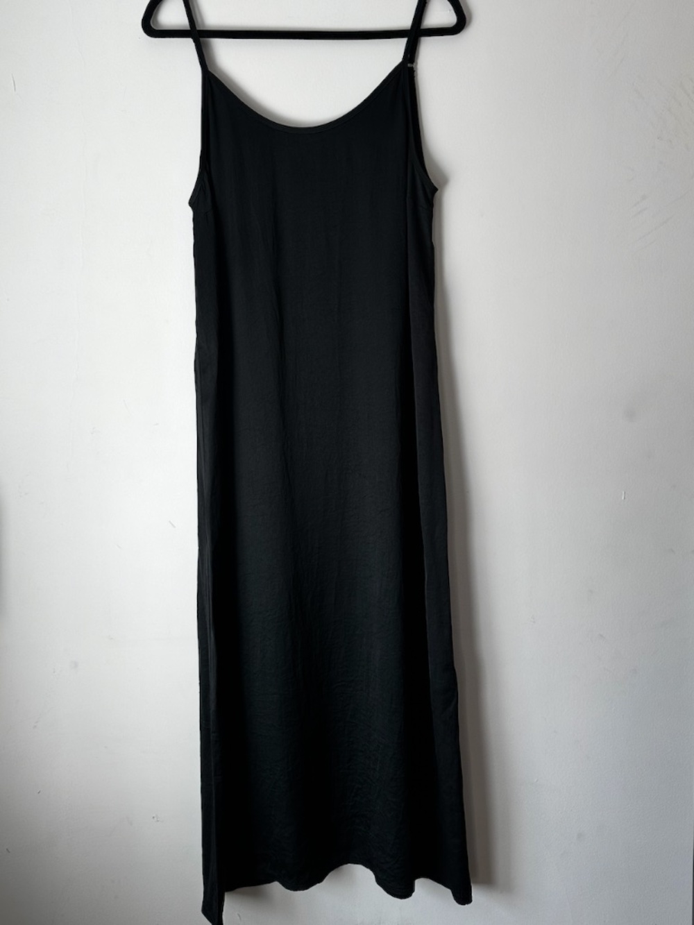 American Vintage Brand Black Satin Slip Dress Midi Minimal Strappy Small